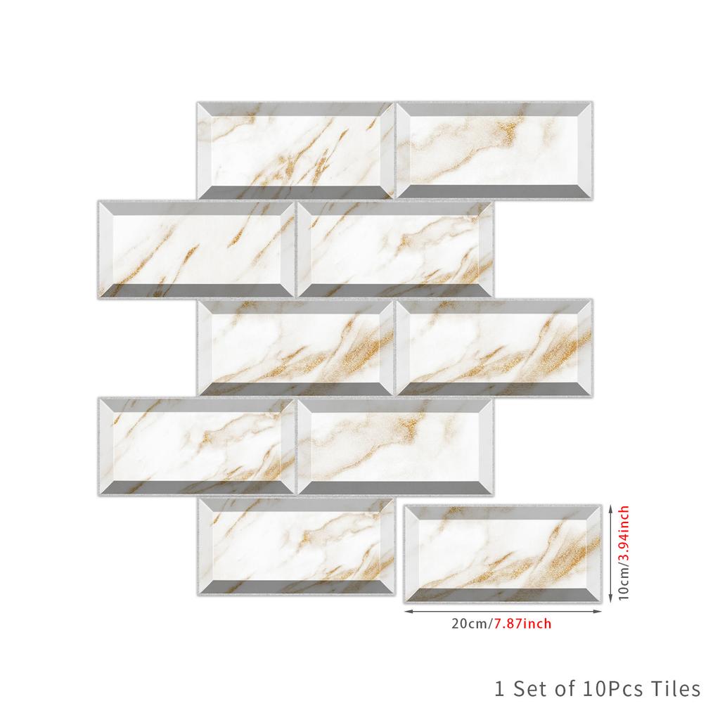10pcs Kitchen Wallpaper Self-Adhesive Wall Stickers Waterproof And Oil-Proof Ceramic Tile Kitchen Bathroom Decals Home Decoratio