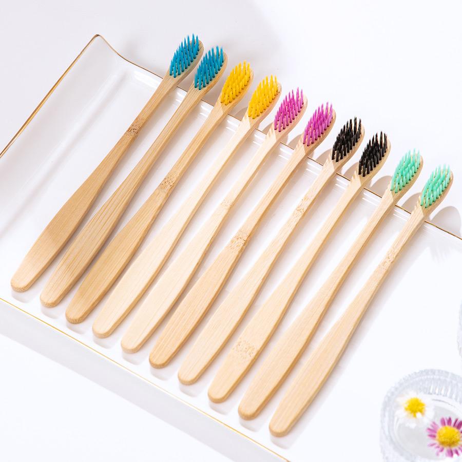 

10 шт. бамбуковая зубная щетка с мягкой щетиной, ручка в форме тыквы, индивидуальная крафтовая бумажная упаковка для взрослых