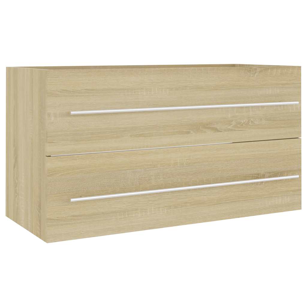 2 Piece Bathroom Furniture Set Sonoma Oak Wood Based Material