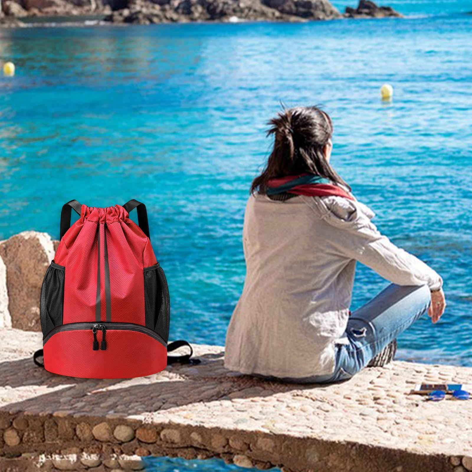 

Рюкзак на шнурку, фітнес-сумка, портативна, з розділенням для сухого та вологого, розділений рюкзак для плавання, спортзалу, повсякденний червоний