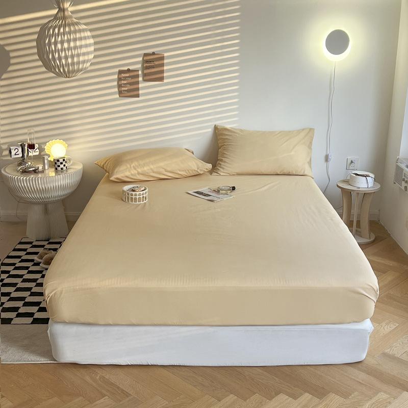 Baumwoll-Matratzenbezug mit elastischem Gummiband Weicher Komfort Spannbettlaken Ins-Stil Einfarbig Bettlaken Verstellbarer Bettschutz