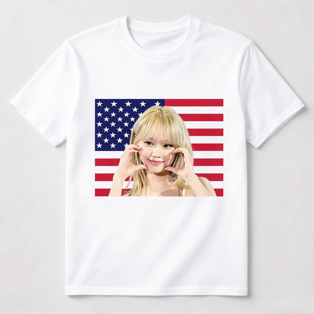 Le Sserafim Graphic Tshirt Unisex Short Sleeve Kpop Girl Group Fan Tee Trendy Y2k Streetwear Music Concert Casual Top