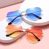 Metal Heart Sunglasses with Ocean Lenses - Fashionable Heart-shaped Street Style In Candy Colors