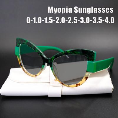 Women'S Ins Style Uv Protection Cat Eye Color Block Myopia Glasses Large Frame Comfortable And Fashionable Trendy Sunglasses