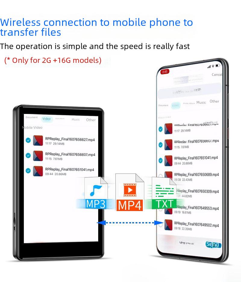 4-Zoll-Vollbild-Android-WLAN-MP3/MP4-Player mit App-Download und englischer Benutzeroberfläche