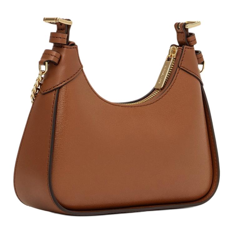 Michael Kors Wilma Minimalist Solid Color Logo Leather Shoulder Bag Women Shoulder Bag Brown 35H3G3WC5L-230