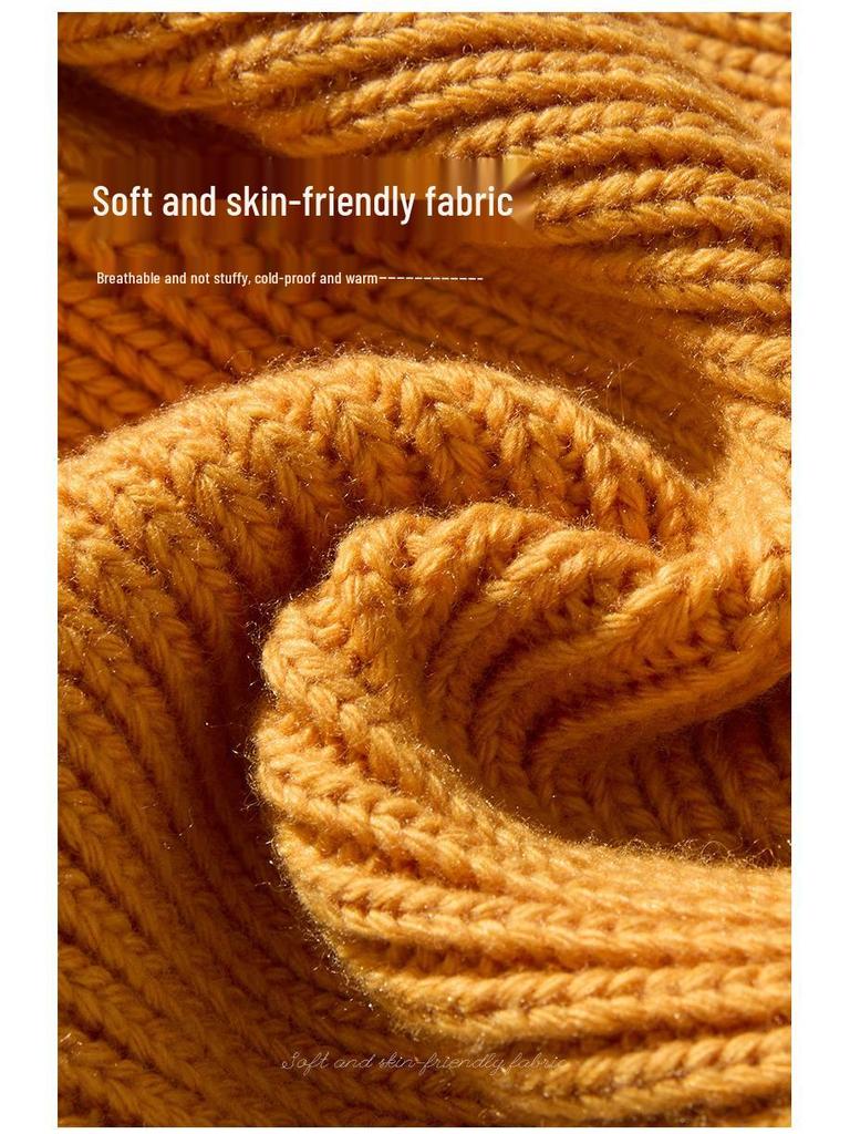 2025 Autumn/Winter Unisex Thick Knit Wool Hat - European & American Inspired Korean Style