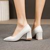 Fashion 6.5cm Square Heel Fashionable Shallow Cut High Heels Women's Classic Pointed Dress High Heels Party Size 35-42