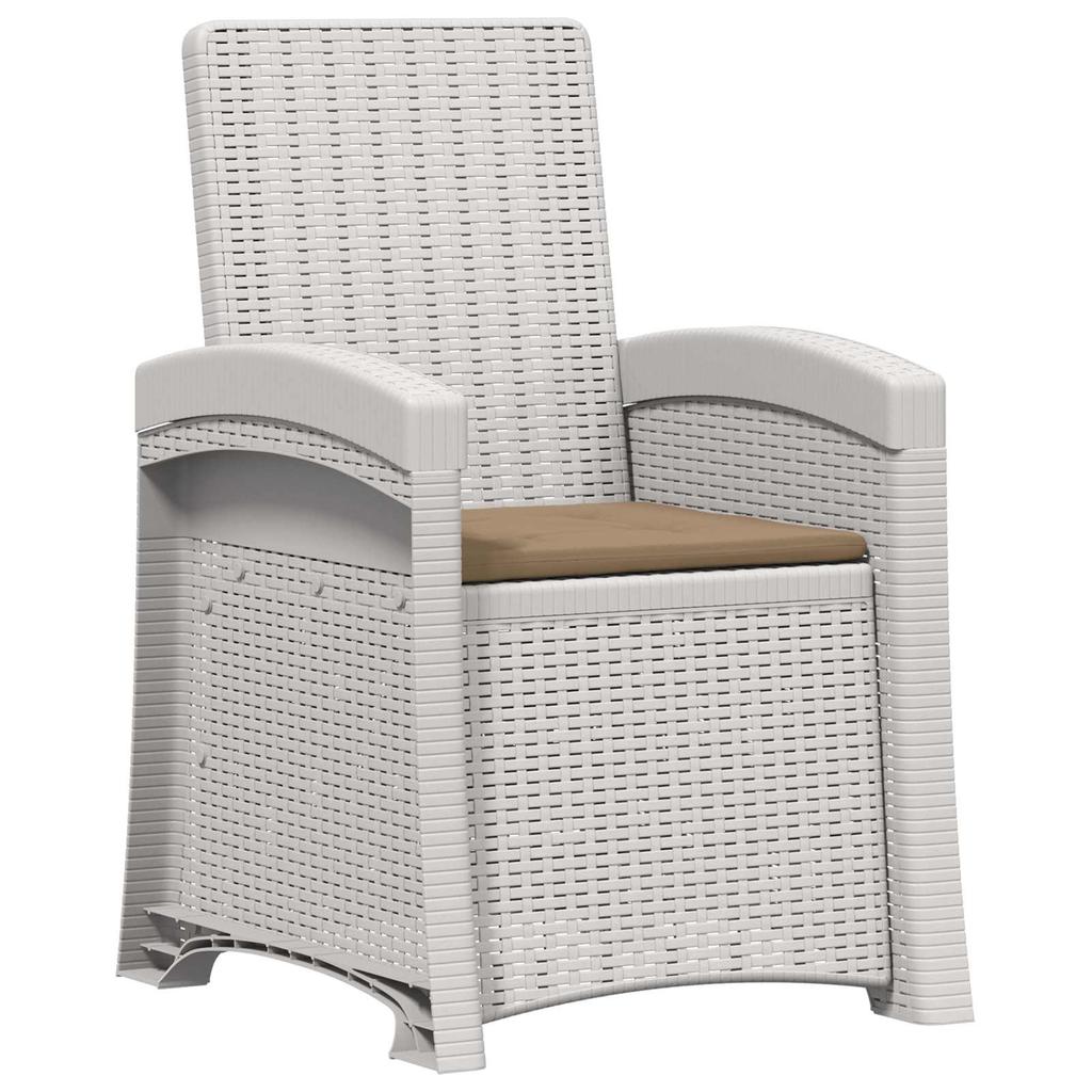 Garden Lounge Chairs Rattan Look 2 pcs White and Taupe PP