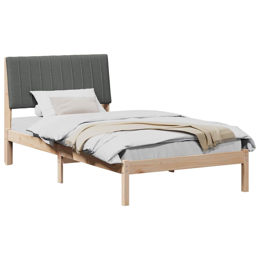 Bed Frame with Headboard Brown 100 X 200 Cm Solid Pine Wood