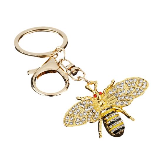 

Keychain Pendant Zinc Alloy Rhinestones Bee Shape Key Chain with Lobster Clasp Easy to Hang Key Holder Backpack Car Accessory золотистий