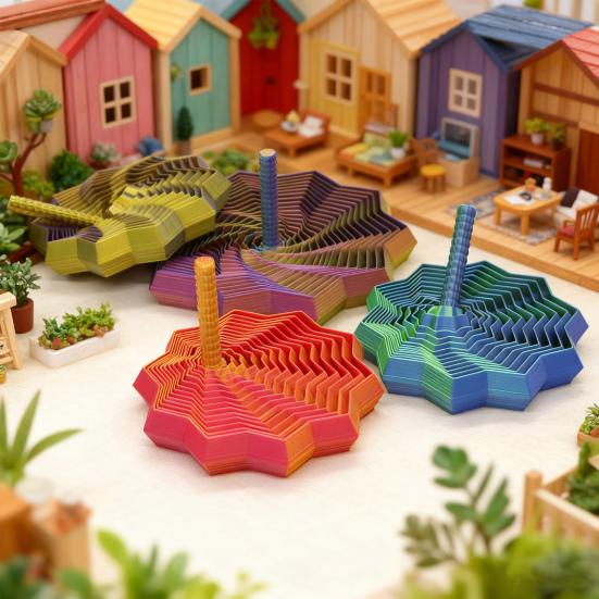 Yousheng 3D Printed Fractal Fidget Star Stress Anxiety Relief Expanded Star Sensory Toy with Handle Whirling Spiral Expandable Star Decompression Toy