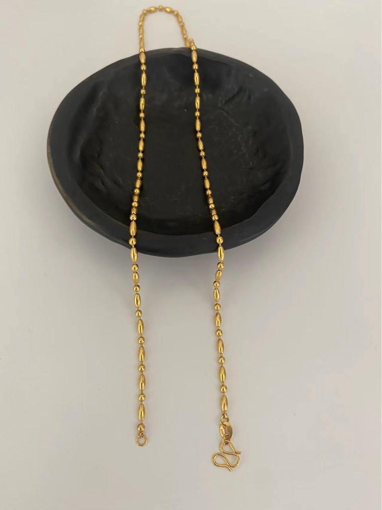 24K Gold Electroplated Sunflower Titanium Steel Necklace with Starry Beads and M-Clasp Design