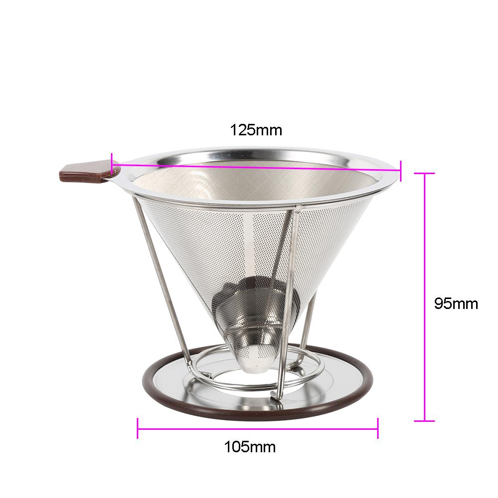 1x Portable 304 Stainless Steel Drip Dripper Double Layer Mesh Coffee Cone Filter Holder Infuse