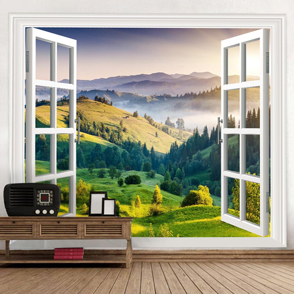 Tapiserie de perete cu model boem, iarbă verde, agățat de lenjerie de pat, tapiserie de perete (150*130CM)