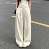 Women's Summer Yamo Wide-Leg White Pants: Casual, Loose-Fit, Milk Puff Texture