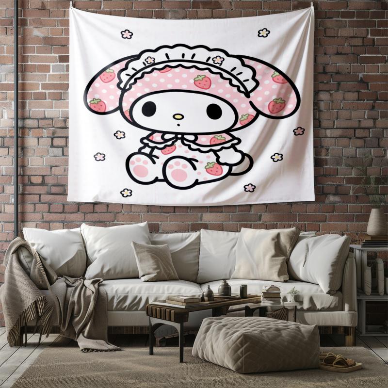 Sanrio Characters Tapestry Cute Cartoon Wall Hanging for Bedroom Living Room Dorm Home Decor Aesthetic Gift