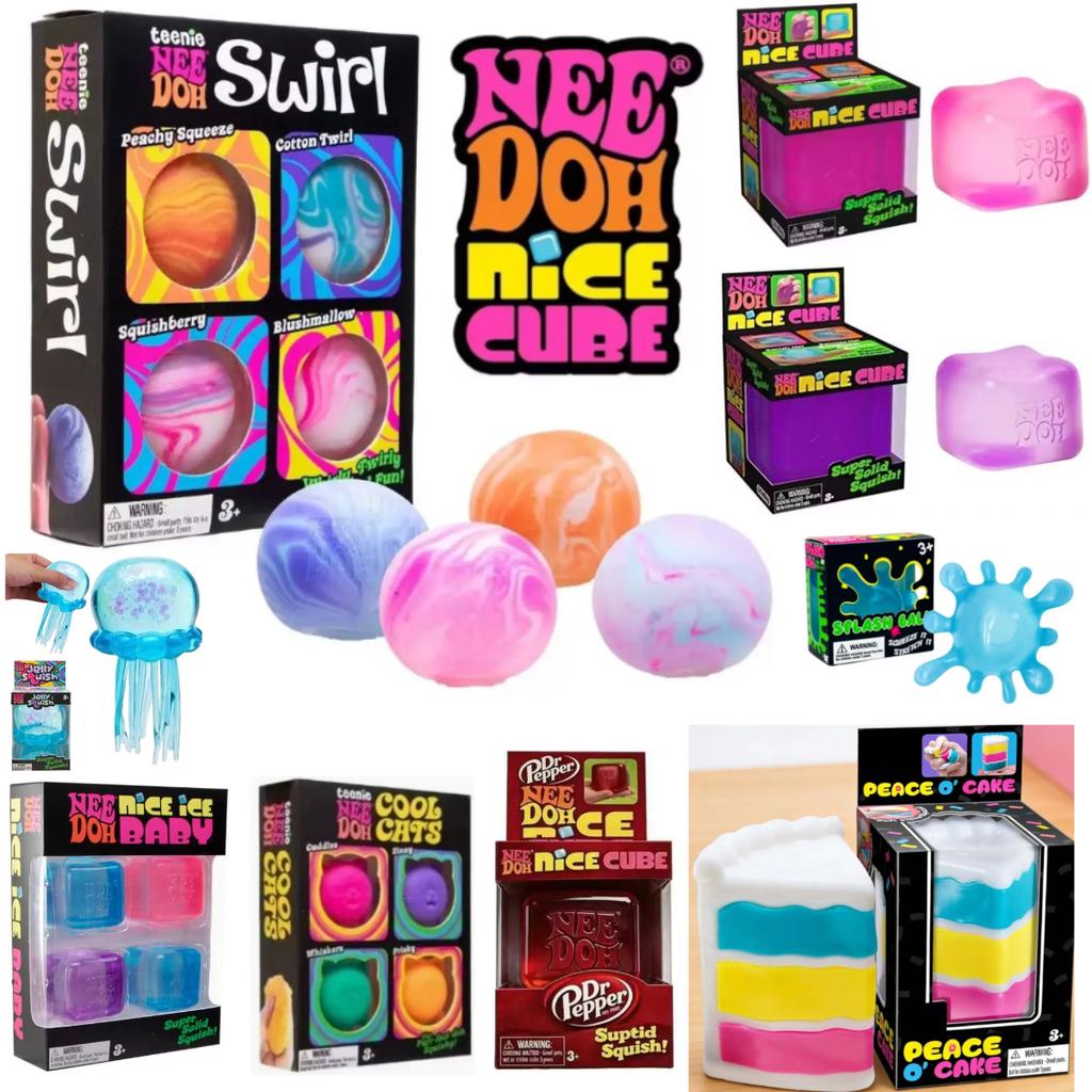 4 Pezzi Cubo Swirl Needoh E Bastoncino Carino Giocattolo Morbido Rimbalzante da Schiacciare Antiansia Sollievo dallo Stress Migliora la Concentrazione Amico per ADHD