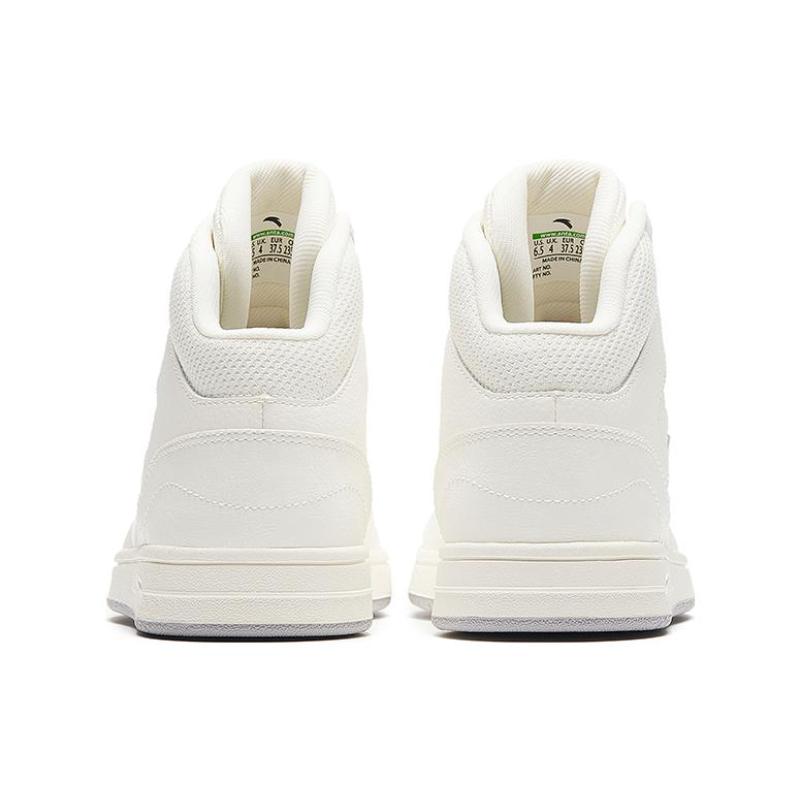 Anta Cushioned Wear-Resistant Slip-Resistant High-Top Skateboard Shoes Women's Ivory White Sneakers 922348087-1