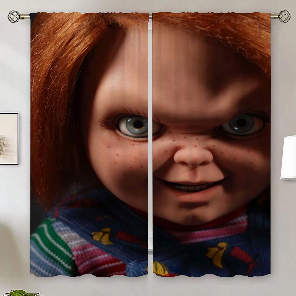 Hororový film Chucky Závěs do obývacího pokoje pro Quarto Kuchyňské závěsy ke dveřím Hotové závěsy Levný tyl v kuchyni Vánoce