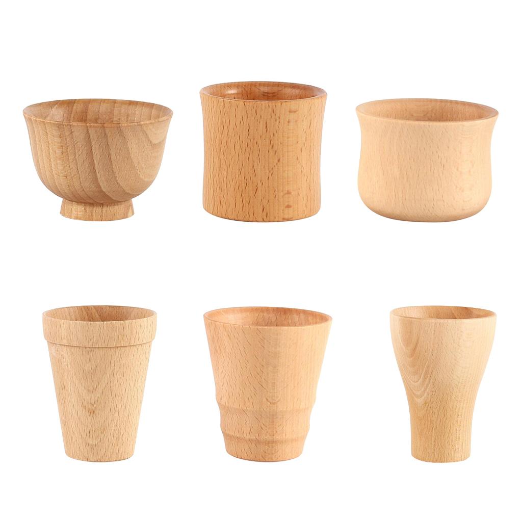 Natural Wooden Tumbler Tea Cup Beech Wood Mug Party Light Brown - ml