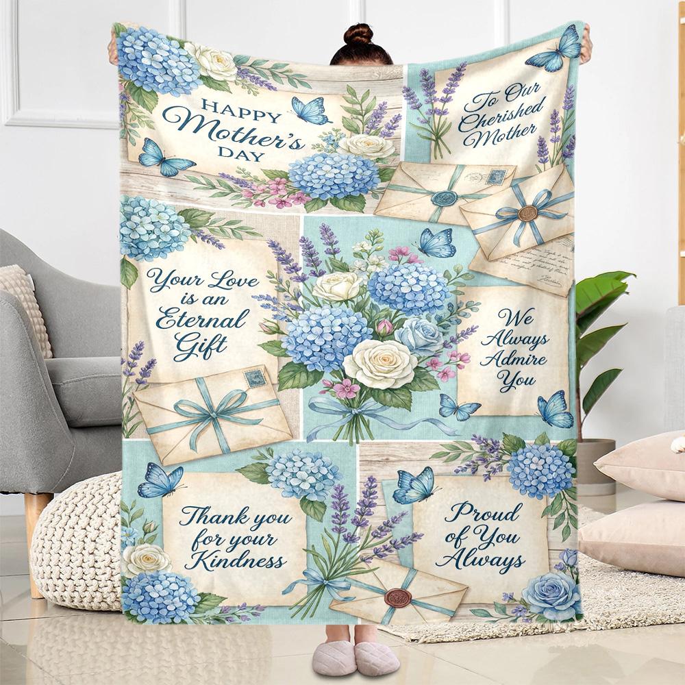 Mother's Day Greeting Card Blanket Suitable for Sofas,travel, Living Rooms Also a Good Gift for Friends and Family Suitable for All Seasons.