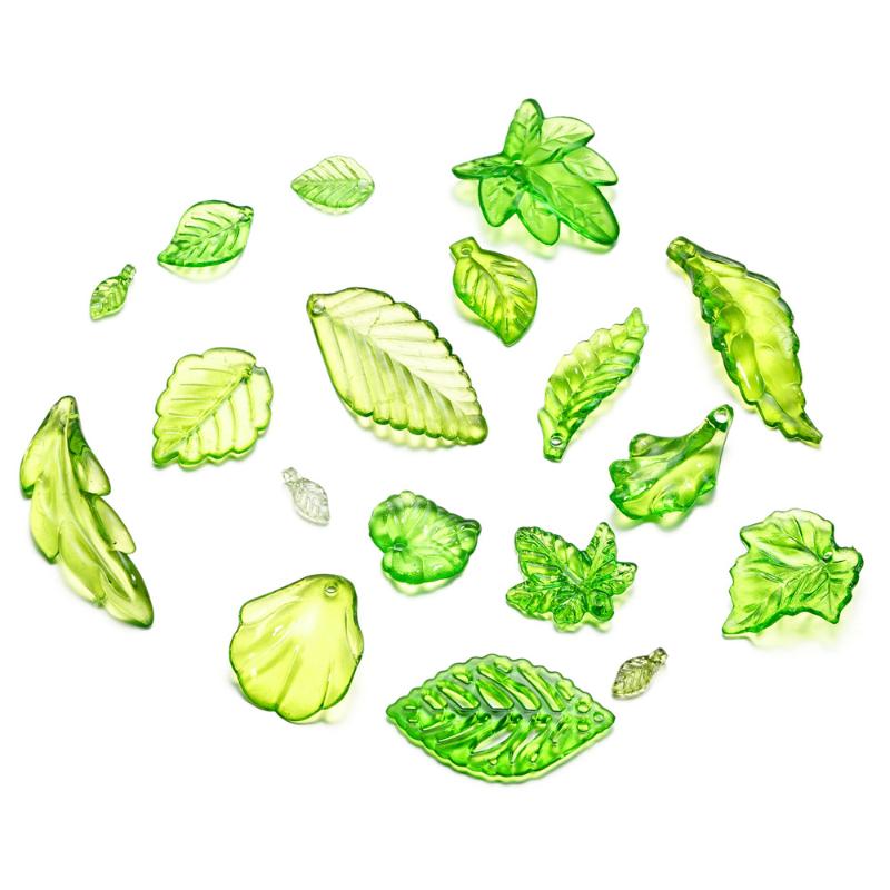 10-100Pcs Green Acrylic Leaf Charms Leaves Beads Pendants For Diy Necklace Bracelet Earrings Jewelry Making Handmade Crafts