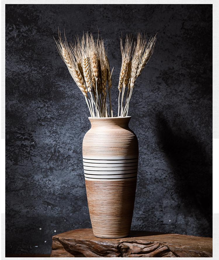 Modern Minimalist Chinese Pottery Vase for Floor Standing Dried Flower Arrangements