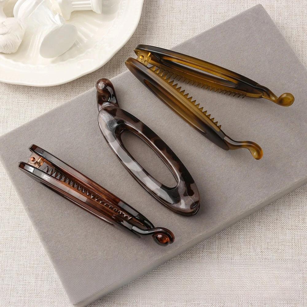 Leopard Print Banana Clip Oval Anti Slip Ponytail Clip Fashion Versatile Hair Clamp Headwear Hair Accessories Korean Headwear