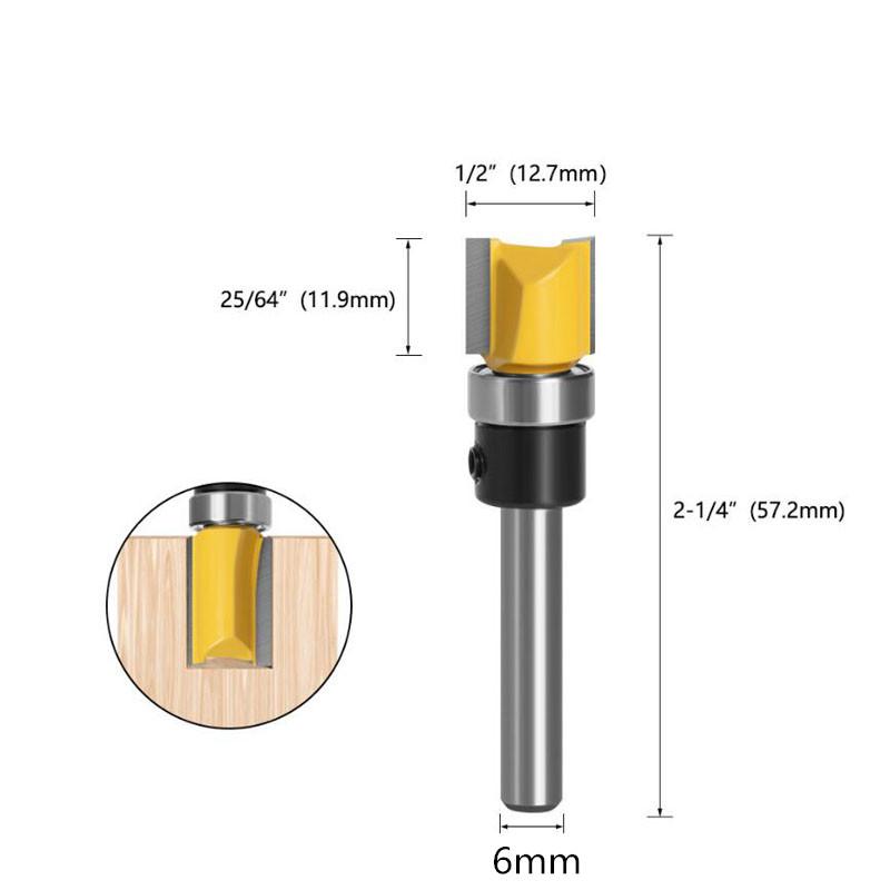 

Фреза з хвостовиком 1/3/4 шт. 6 мм Фреза з подвійними лезами Деревообробна фреза 6*12.7*11.9 жовтий
