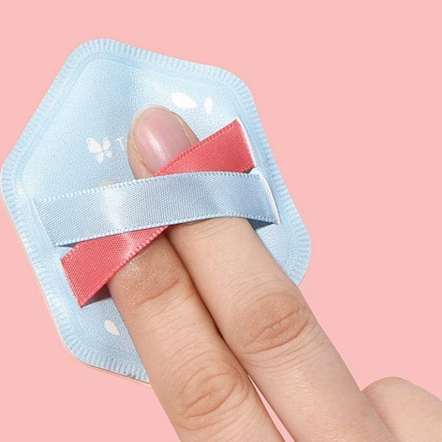 Charyeina - Hexagon Powder Puff Red & Light Blue & Nude