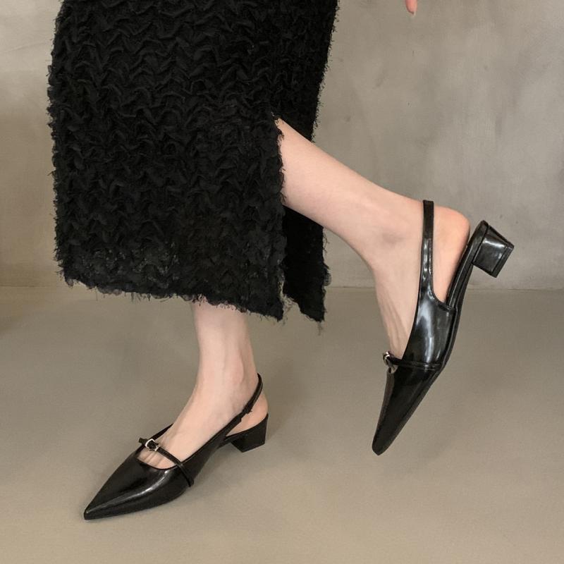 Fashion Bailamos Women Sandals Fashion Slingback Woman Mules Shoes Pumps Dress Shoes Pointed Toe Elegant Low-heel Shoes