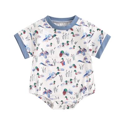 Baby Boy Romper, Short Sleeve Crew Neck Duck Print Summer Bodysuit Clothes for Casual Daily