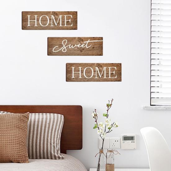 3 Pcs/Set Wooden Home Sweet Home Sign, Rustic Farmhouse Decorative Sign, Vintage Hanging Wall Plaque for Living Room, Bedroom, Kitchen, Front Door