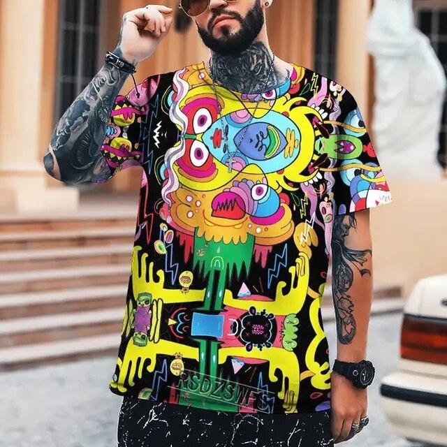 Letní pánské tričko Umění různých rozměrů 3D tisk Pánské topy Humorné Abstraktní Vtipné Šití Vysoká kvalita