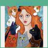 Diamond 5d Full Embroidery Huacan Diamond Painting Cartoon Girl And Cat Cross Stitch Diamond Mosaic Diamond Pattern Home Decor Sticker