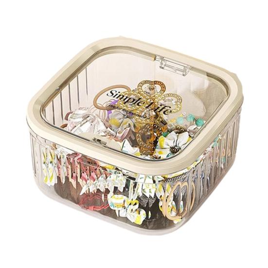 Storage Box with Press to Open Lid Design Anti-Dust Durable Plastic Large Capacity Organizer for Hair Accessories Jewelry S