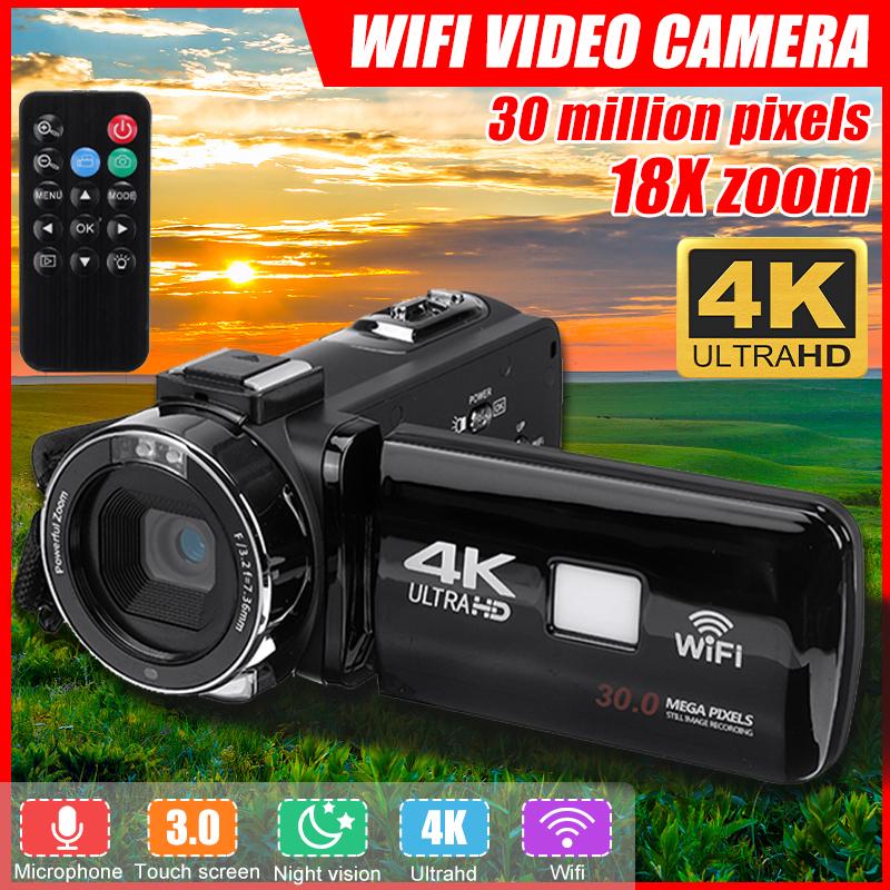 Professional 4K Full HD Camcorder Vlog Video Camera WIFI LCD Digital Camcorder Support External Lens and Microphone Stabilizer NEW