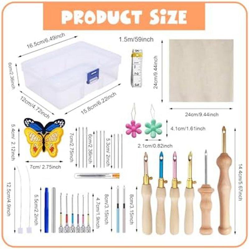 M-Modern-35Pcs Punch Needle Kit Adjustable Punch Needle Embroidery Kits For Embroidery Floss Stitching Beginner