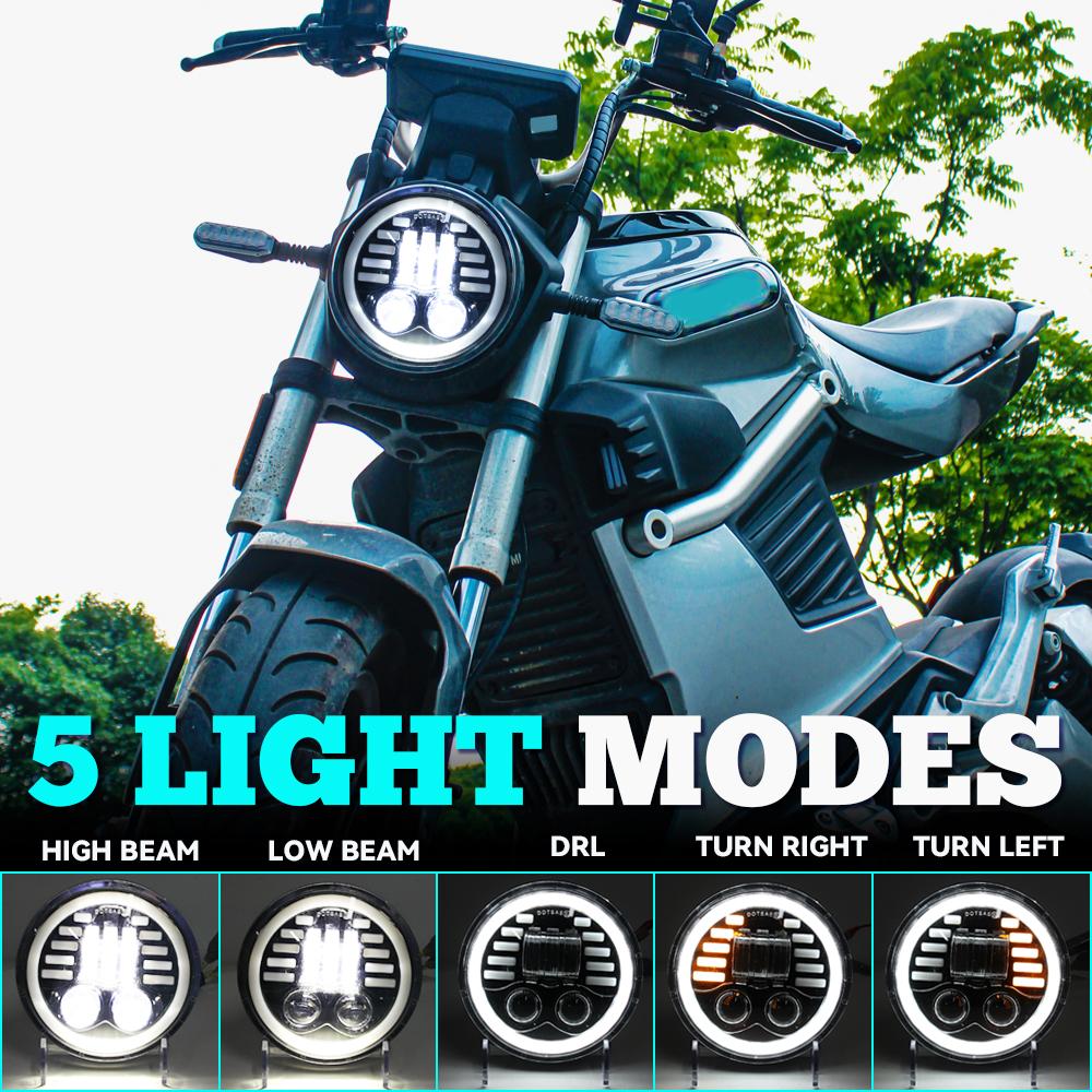 5.75 Inch Black Halo Angel Eyes LED Headlight For Triumph Sportster 1200 883 Street 500 750 5-3/4" Projector Round Headlamp