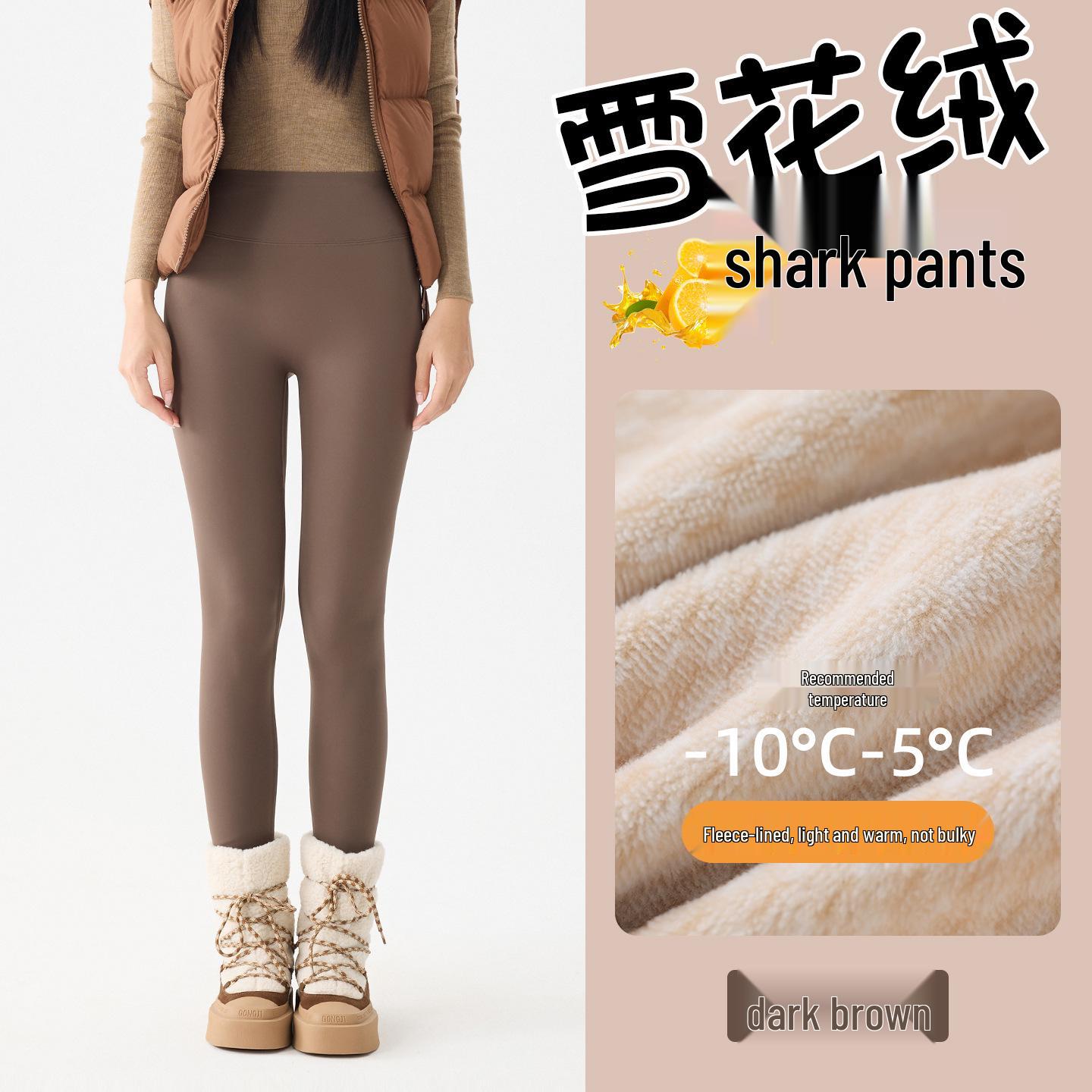 

Women s High Waist Velvet Fleece-Lined Yoga Pants - Winter Snowflake Design, Hip Lifting, Warm Cotton Base Layer. 3XL [150-170 jin] колір темно кави