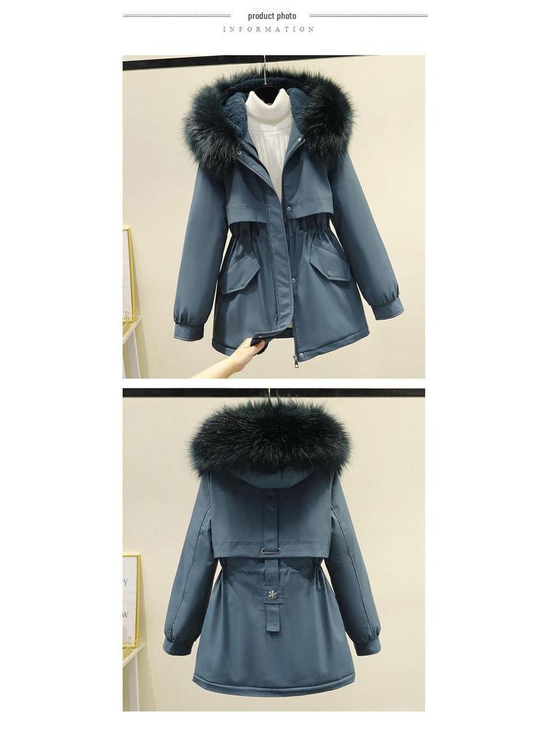 Korean Style Winter Parka: Women's Loose, Thickened Cotton Coat with Stylish Velvet Accents