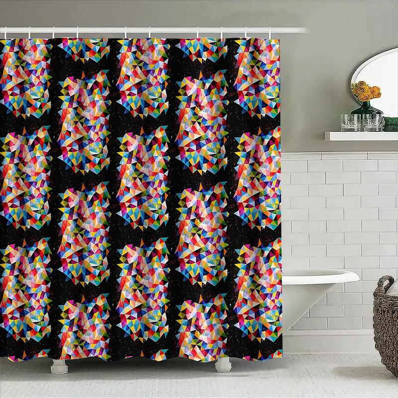 Colorful Geometric Shower Curtain Abstract Patterned Bathroom Decor Modern Waterproof Fabric Liner For Home