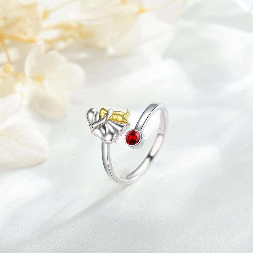 Open Heart Rings Symbolizing Love and Companionship Girl and Dog Designs Resizable Electroplated Jewelry