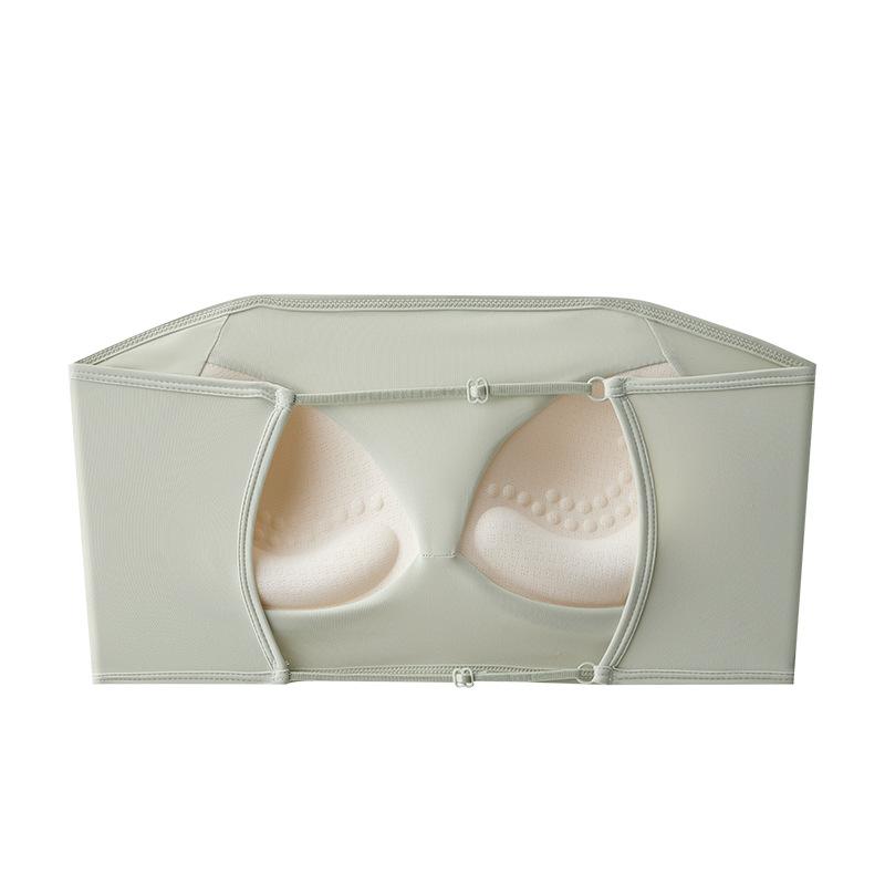 Black Strapless Seamless Bra with Removable Breathable Padded Cups and Back Closure onesize зелёный