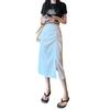 Women's High Waist Pleated Midi Skirt - Early Autumn 2024 Slimming Hip-Hugging A-Line with Slit