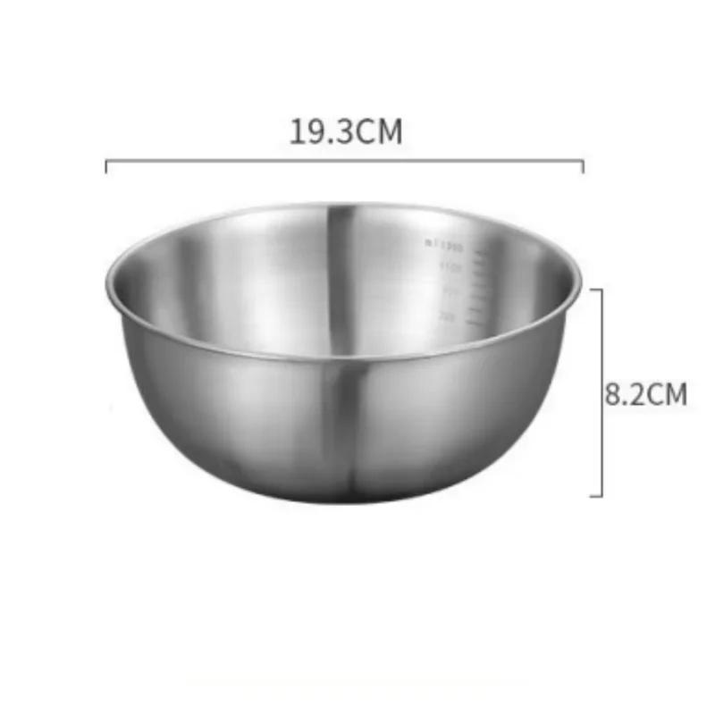 Steel Mixing Bowl Set with Measuring Marks-Large Capacity Non-Slip Base for Cooking,Baking &Food Storage,Essential Kitchen Tools