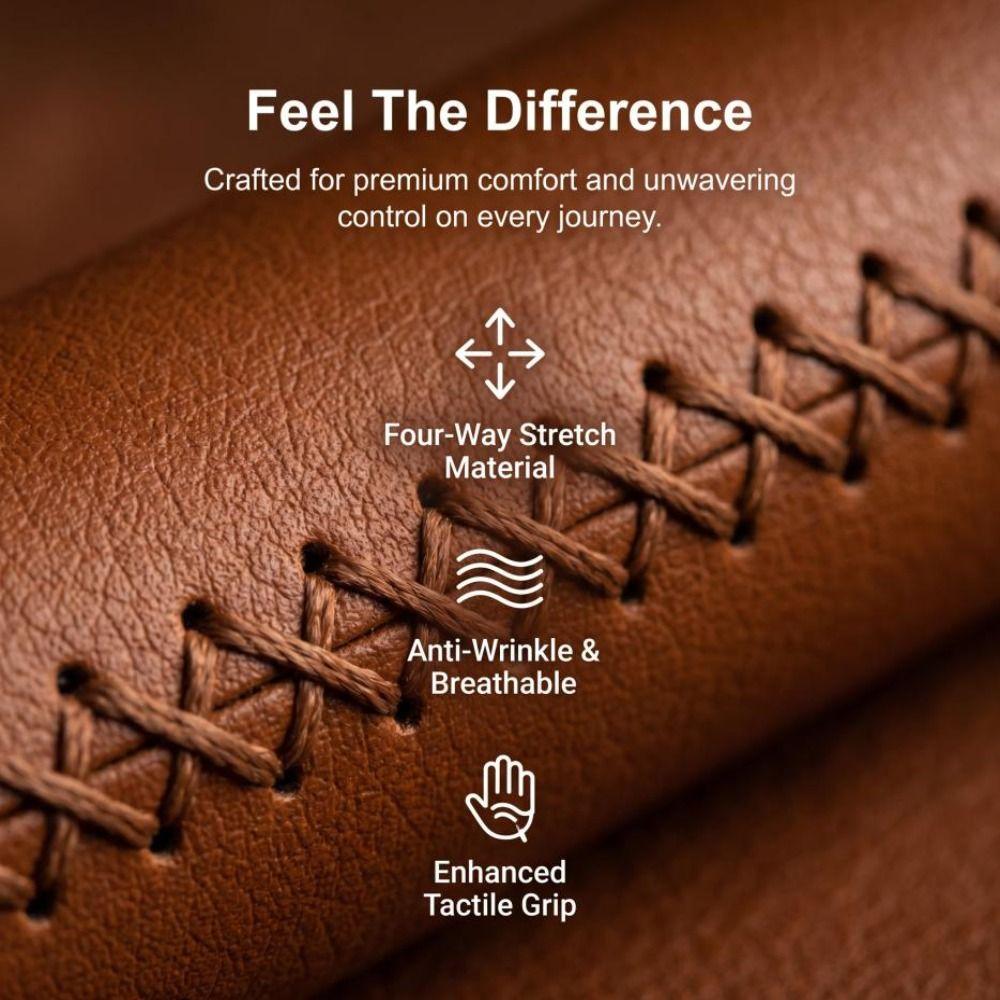 Leather Material Bike Leather Handle Cover Shock-absorbing Bike Cowhide Grip  Bicycle Accessory