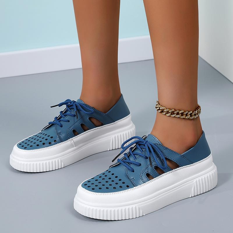 

Женские кроссовки на танкетке, белые кожаные сандалии, удобные повседневные синие летние туфли для беременных, большие размеры EU:38