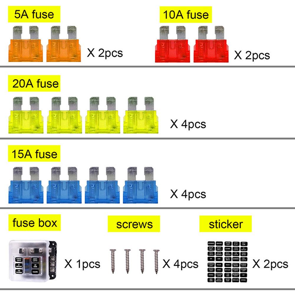 High Quality Car Boat 6 Way Fuse Holder Box Block Panel Fuses Fuse Box Auto Replacement Parts